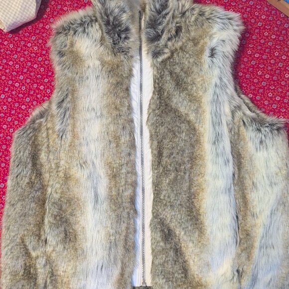 Y2K Faux Fur Leather Vest Vintage Wilsons Weatherproof Front Zipper 80s Mob Wife - Picture 2 of 6